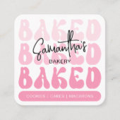 Trendy Retro Roze Bakkerij Gebak Chef Cateraar Vierkante Visitekaartje (Voorkant)