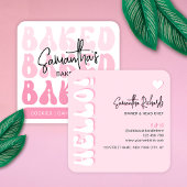 Trendy Retro Roze Bakkerij Gebak Chef Cateraar Vierkante Visitekaartje