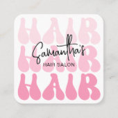 Trendy Retro Roze Haar Stylist Salon Chic Modern Vierkante Visitekaartje (Voorkant)