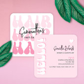 Trendy Retro Roze Haar Stylist Salon Chic Modern Vierkante Visitekaartje