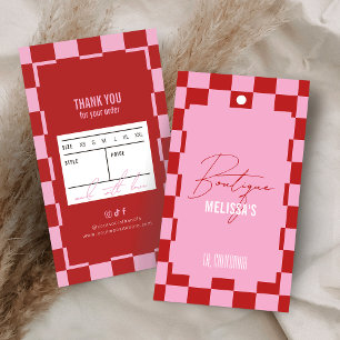 Trendy Retro Roze Kledingboetiek Prijs Hang Tag Visitekaartje