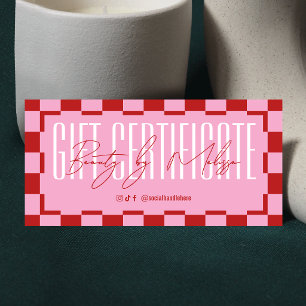 Trendy Retro Roze & Rode Spa Salon Cadeaubon