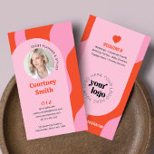 Trendy Retro Roze & Rood Event Planner Logo Foto Visitekaartje