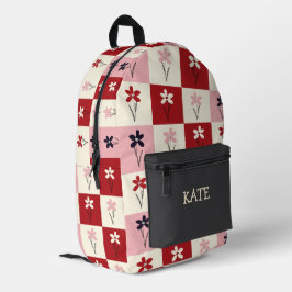 Trendy Retro Schaakbord Bloem Motief Persoonlijke Bedrukte Rugzak