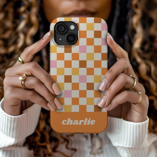 Trendy Retro Schaakbord Monogram Case-Mate iPhone Case