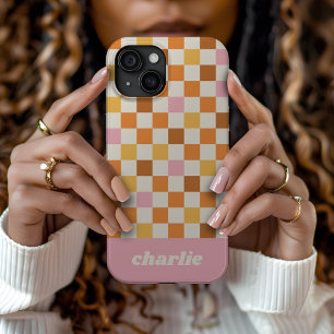 Trendy Retro Schaakbord Monogram iPhone 15 Case