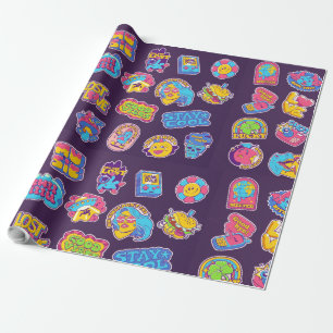 Trendy retro stickers en badges zuur collectie cadeaupapier