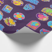 Trendy retro stickers en badges zuur collectie cadeaupapier (Hoek)