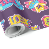 Trendy retro stickers en badges zuur collectie cadeaupapier (Rol Hoek)