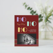 Trendy Retro stijl rood HO-HO-HO Feestdagenkaart (Staand voorkant)