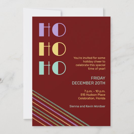 Trendy Retro stijl rood HO-HO-HO Kaart (Voorkant)