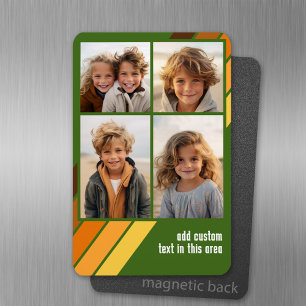 Trendy Retro Strepen 4 Foto Collage - Avocado Magneet