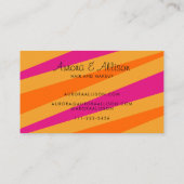 Trendy Retro strepen 70s Sinaasappel Mosterd Roze Visitekaartje (Achterkant)