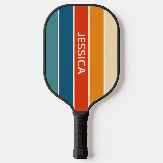 Trendy Retro Striped Personal Pickleball Paddle (Achterkant)