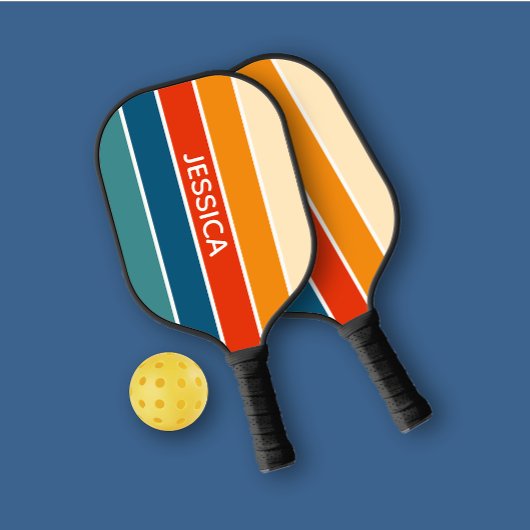 Trendy Retro Striped Personal Pickleball Paddle