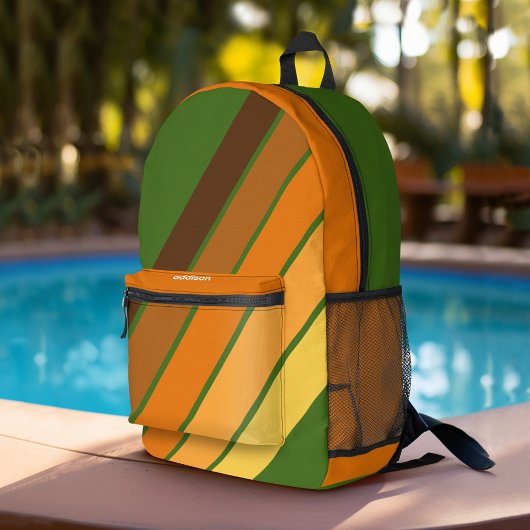 Trendy Retro Stripes 4 fotocollage - avocado Bedrukte Rugzak