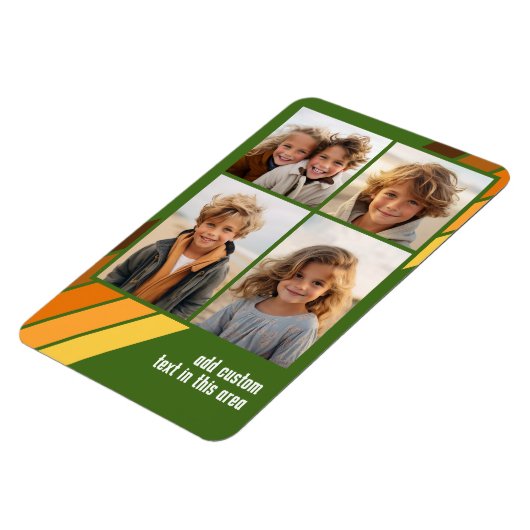 Trendy Retro Stripes 4 fotocollage - avocado Magneet (Linkerzijde)