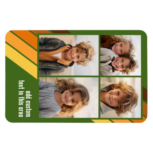 Trendy Retro Stripes 4 fotocollage - avocado Magneet (Horizontaal)