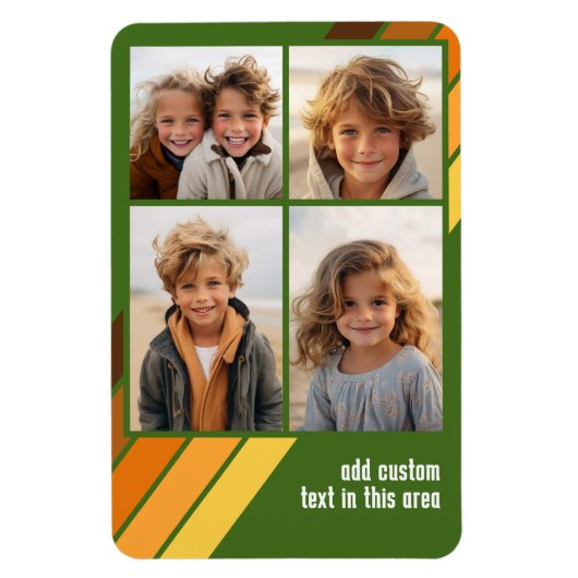 Trendy Retro Stripes 4 fotocollage - avocado Magneet (Verticaal)