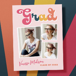 Trendy Retro  Style Afstudeerder 3 Foto collage Briefkaart