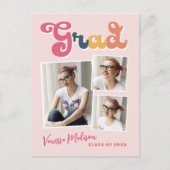 Trendy Retro  Style Afstudeerder 3 Foto collage Briefkaart (Voorkant)