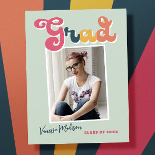 Trendy Retro Style  Afstuderen 1 Foto Briefkaart