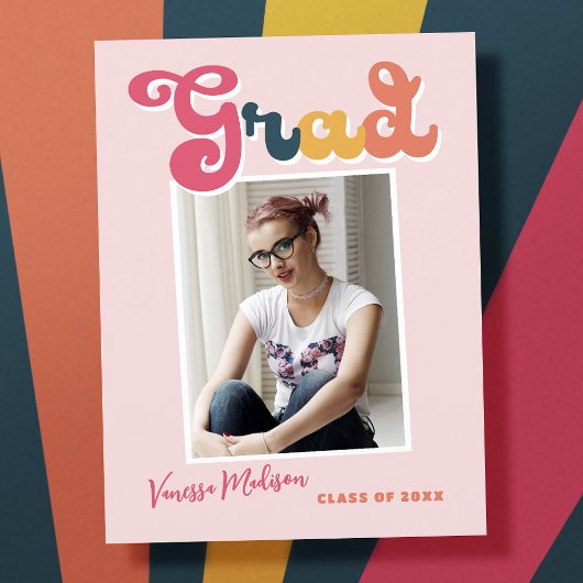 Trendy Retro Style  Afstuderen 1 Foto Briefkaart