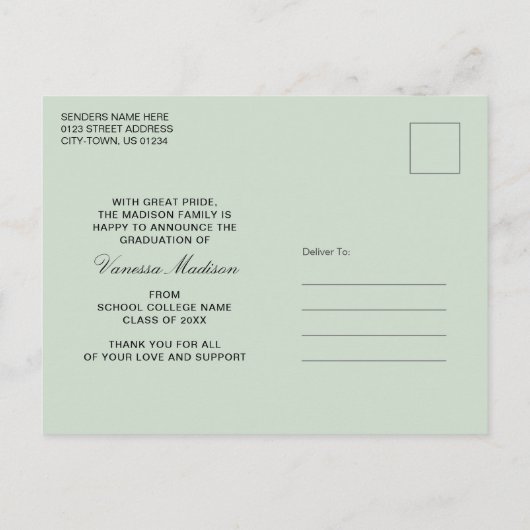 Trendy Retro Style  Afstuderen 1 Foto Briefkaart (Achterkant)