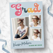 Trendy Retro Style  Boho Blue 3 Foto Afstudeerder Aankondiging