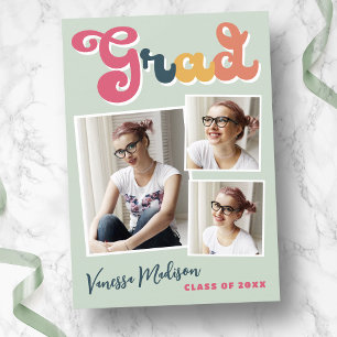 Trendy Retro Style  Boho Colors Afstudeerder Foto Aankondiging