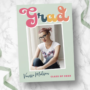 Trendy Retro Style  Boho Colors Afstudeerder Foto Aankondiging