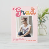 Trendy Retro Style Roze Boho Foto Afstudeerder Aankondiging (Staand voorkant)