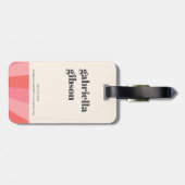 Trendy retro sunburst minimaal monogram roze crème bagagelabel (Achterkant horizontaal)