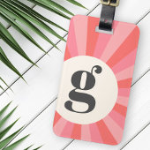 Trendy retro sunburst minimaal monogram roze crème bagagelabel