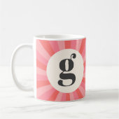 Trendy retro sunburst minimaal monogram roze crème koffiemok (Links)