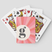 Trendy retro sunburst minimaal monogram roze crème pokerkaarten (Achterkant)
