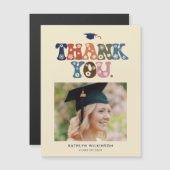 Trendy Retro Typografie Foto Afstuderen Bedankt (Voorkant / Achterkant)