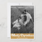 Trendy Retro Typografie Gouden Kerstfoto Feestdagenkaart (Voorkant)