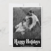 Trendy Retro Typografie Zwart Foto Happy Feestdagenkaart (Voorkant)