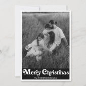 Trendy Retro Typografie Zwarte Kerstfoto Feestdagenkaart (Voorkant)