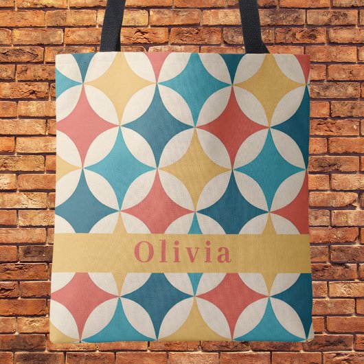 Trendy Retro Vintage Patroon Monogram Tote Bag