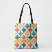 Trendy Retro Vintage Patroon Monogram Tote Bag (Voorkant)