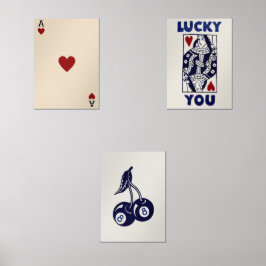 Trendy Retro Wall Art Set, Lucky You Poster Muurkunst Sets