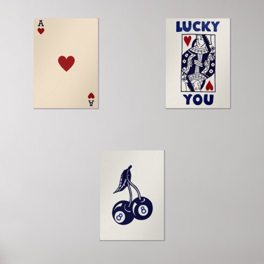 Trendy Retro Wall Art Set, Lucky You Poster Muurkunst Sets (Voorkant)