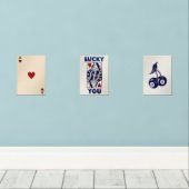 Trendy Retro Wall Art Set, Lucky You Poster Muurkunst Sets (Houten vloer)