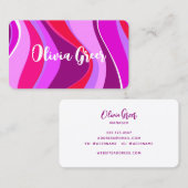 Trendy Retro Waves 70's Roze Magenta Paars Visitekaartje (Voorkant / Achterkant)