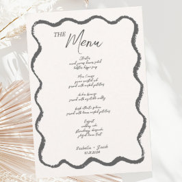 Trendy Retro Wavy Squiggle Handgeschreven bruiloft Menu