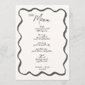 Trendy Retro Wavy Squiggle Handgeschreven bruiloft Menu (Voorkant)