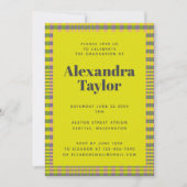 Trendy Retro Yellow Pset Pattern Afstuderen Kaart (Voorkant)