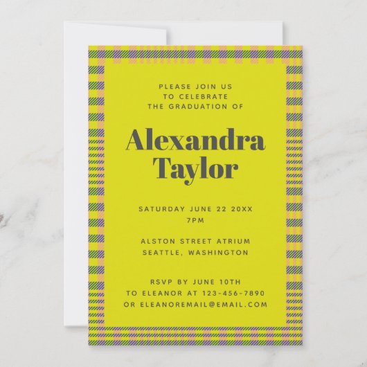 Trendy Retro Yellow Pset Pattern Afstuderen Kaart (Voorkant)